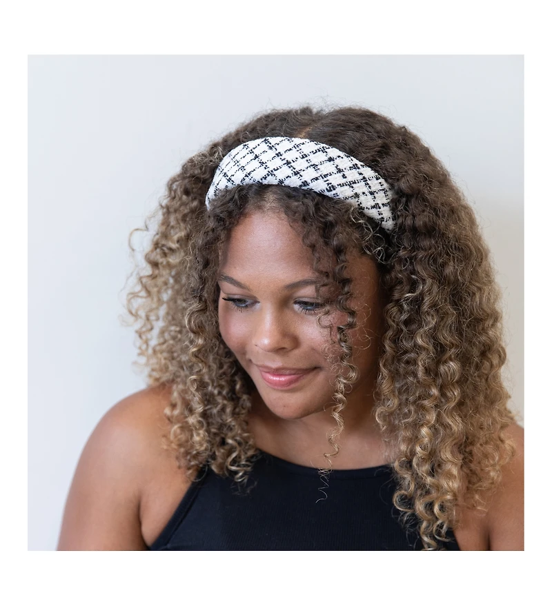 Padded Headband - White Plaid
