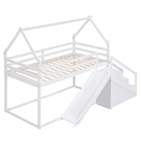 Streamdale Twin Over House Loft Or Bunk Bed With Slide And Staircase