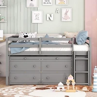 Streamdale White Loft Bed with Desk and Drawers