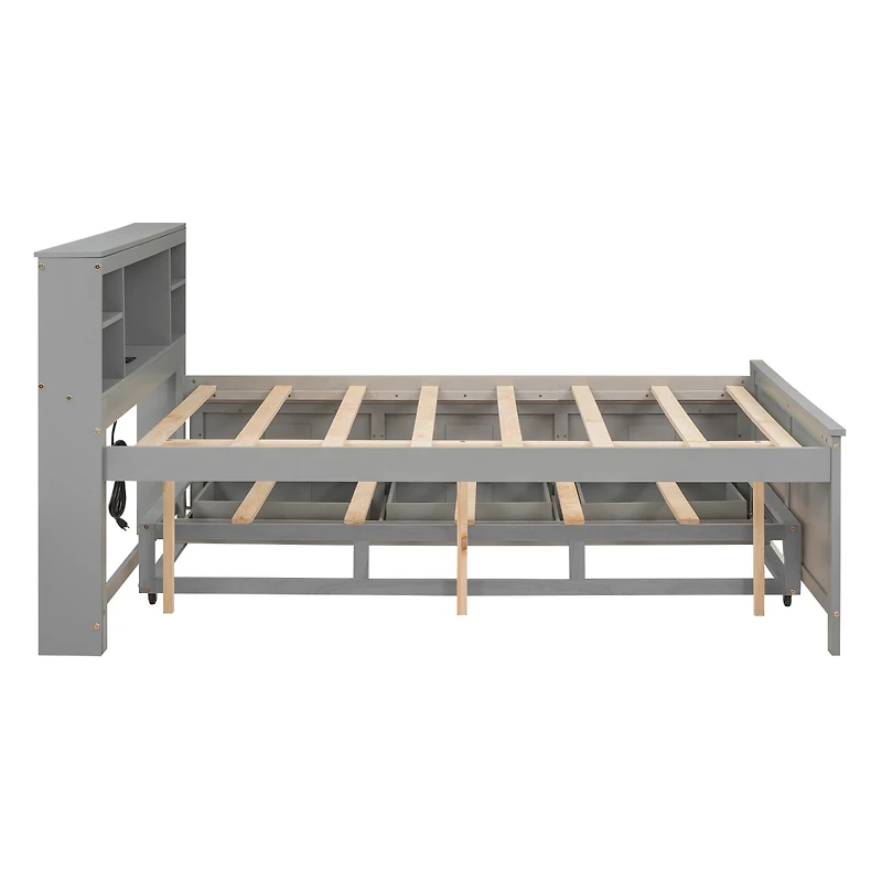 Streamdale Twin Platform Bed with Storage, Usb, Trundle, and Drawers