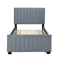 Streamdale Twin Velvet Upholstered Platform Bed With Trundle, Pink