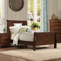 Streamdale Classic Louis Twin Bed, Brown Cherry Finish