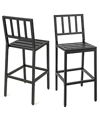 Slickblue Set of 2 Patio Bar Chairs with Detachable Cushion and Footrest-Vertical Stripes