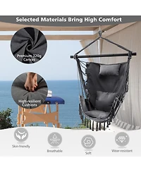 Slickblue Hanging Rope Swing Chair with Soft Pillow and Cushions