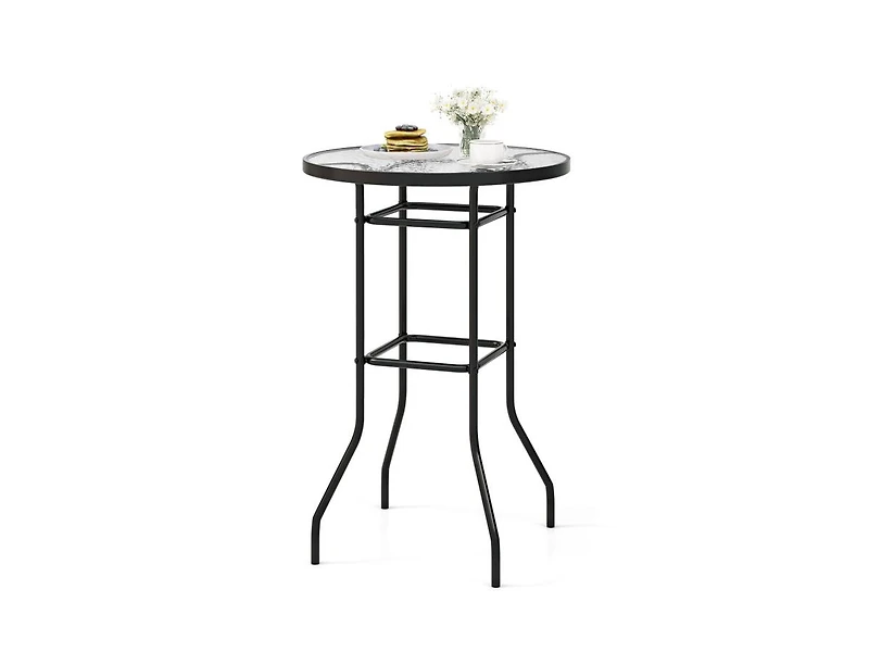 Slickblue 38 Inch Patio Bar Table with Tempered Glass Tabletop