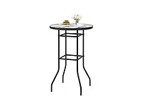 Slickblue 38 Inch Patio Bar Table with Tempered Glass Tabletop