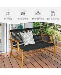 Slickblue 2-Person Acacia Wood Yard Bench for Balcony and Patio