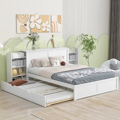 Streamdale Queen Storage Bed with Pull-Out Shelves and Trundle