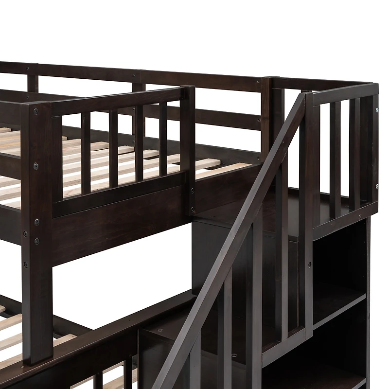 Streamdale Stairway Twin Over Full Bunk with Storage and Rail
