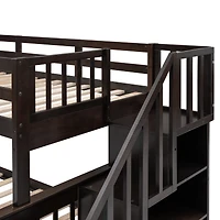 Streamdale Stairway Twin Over Full Bunk with Storage and Rail