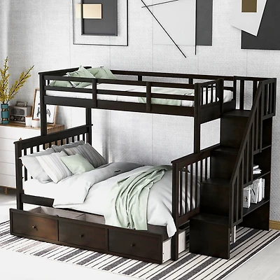 Streamdale Stairway Twin Over Full Bunk with Storage and Rail