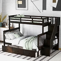 Streamdale Stairway Twin Over Full Bunk with Storage and Rail