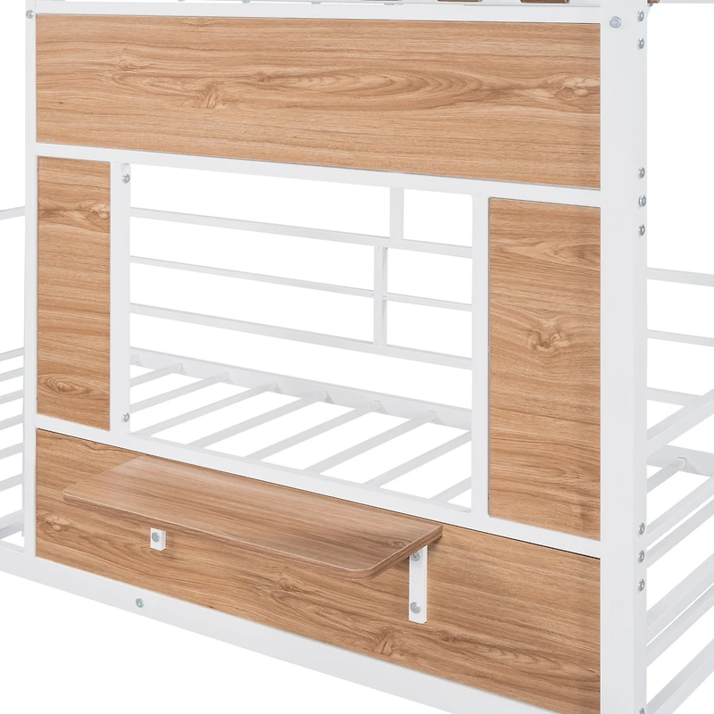Streamdale Metal Twin Loft Bed With Roof, Window, Guardrail, Ladder