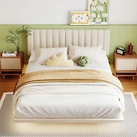 Streamdale Queen Velvet Bed with Headboard and Light Sensor