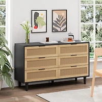 Streamdale Furniture Natural Rattan Dresser with Anti-Tip Design and Ample Storage