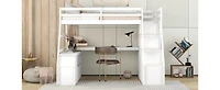 Streamdale Twin Loft Bed With 7 Drawers 2 Shelves And Desk