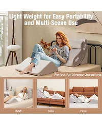 Slickblue 4 Pieces Bed Wedge Pillow for Back Neck and Leg Pain Relief-Gray