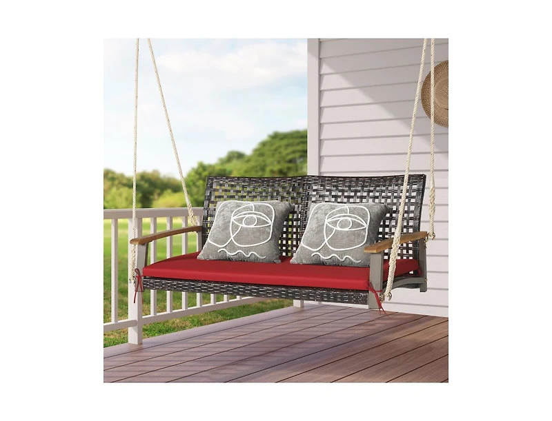 Slickblue 2-Person Rattan Hanging Porch Swing Chair