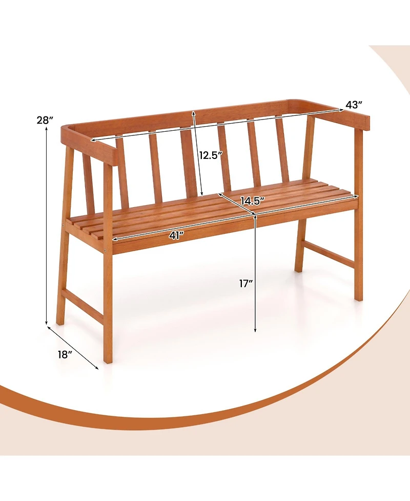 Slickblue Outdoor Acacia Wood Bench with Backrest and Armrests