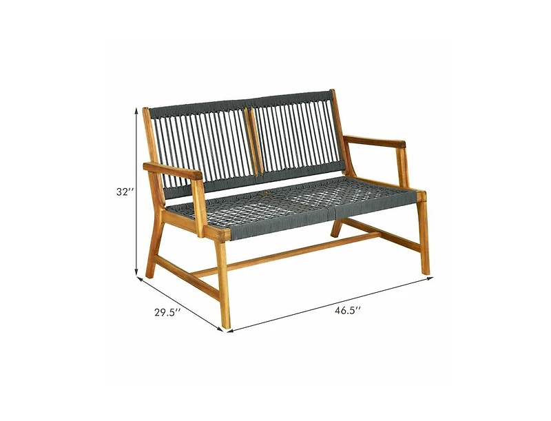Slickblue 2-Person Acacia Wood Yard Bench for Balcony and Patio