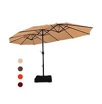 Slickblue 15 ft Extra Large Patio Double Sided Umbrella with Crank and Base