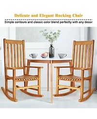 Slickblue Indoor Outdoor Wooden High Back Rocking Chair