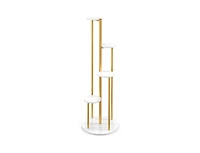 Slickblue Indoor Metal Plant Stand Corner Plant Shelf for Potted Plant with Golden Metal Frame-White