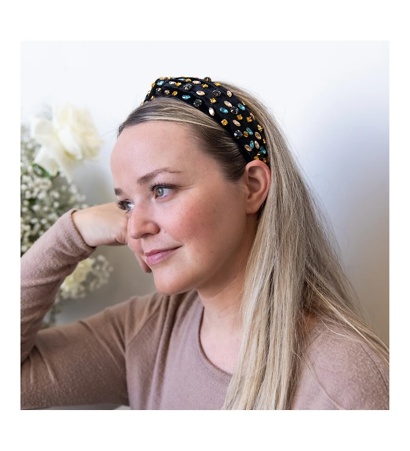 Women s Traditional Knot Headband - Velvet Black Gem