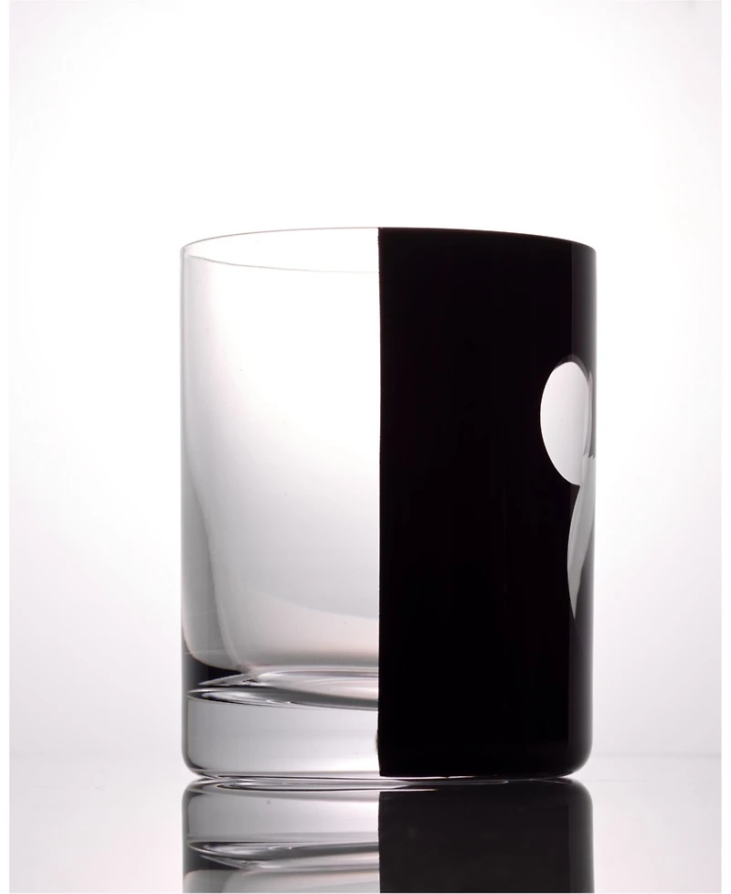 JoyJolt Disney Luxury Mickey Mouse 12 oz. Crystal Double Old Fashion Glasses, Set of 2