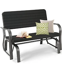 Slickblue 2-Seat Porch Glider with Hdpe Back Seat and Steel Frame