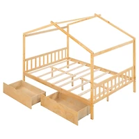 Streamdale Platform Bed with Drawers, Headboard, and Roof Design