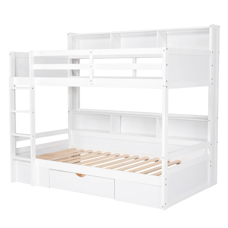 Streamdale Twin Bunk Bed with Shelves and Drawer
