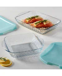 Anchor Hocking Basketweave Embossed 4-Piece Bakeware Bundle