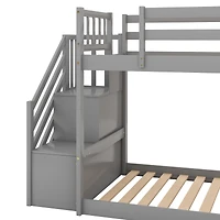 Streamdale Twin Over Bunk Bed With Convertible Slide And Stairway