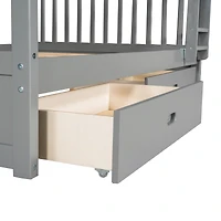 Streamdale Espresso Bunk Bed with Drawers and Ladders