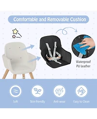 Costway Toddler 3 1 Convertible Wooden High Chair Feeding with Cushion
