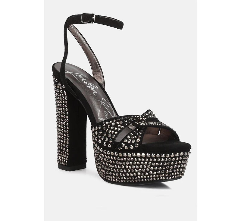 bellini heat-set diamante high block heel sandals