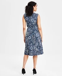 Kasper Womens Paisley Print Top Flared Midi Skirt