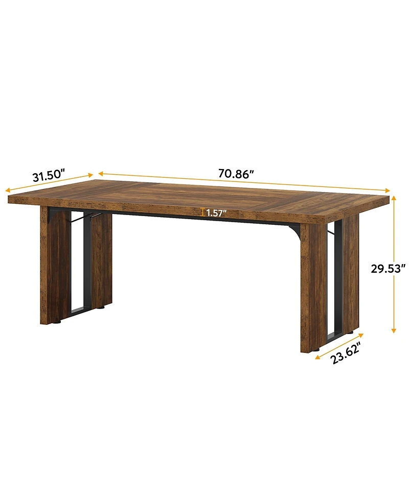 Tribesigns 63 Inches Farmhouse Dining Table for 6, Modern Kitchen Table with Fluted Line for Dining Room, Living Room, Natural