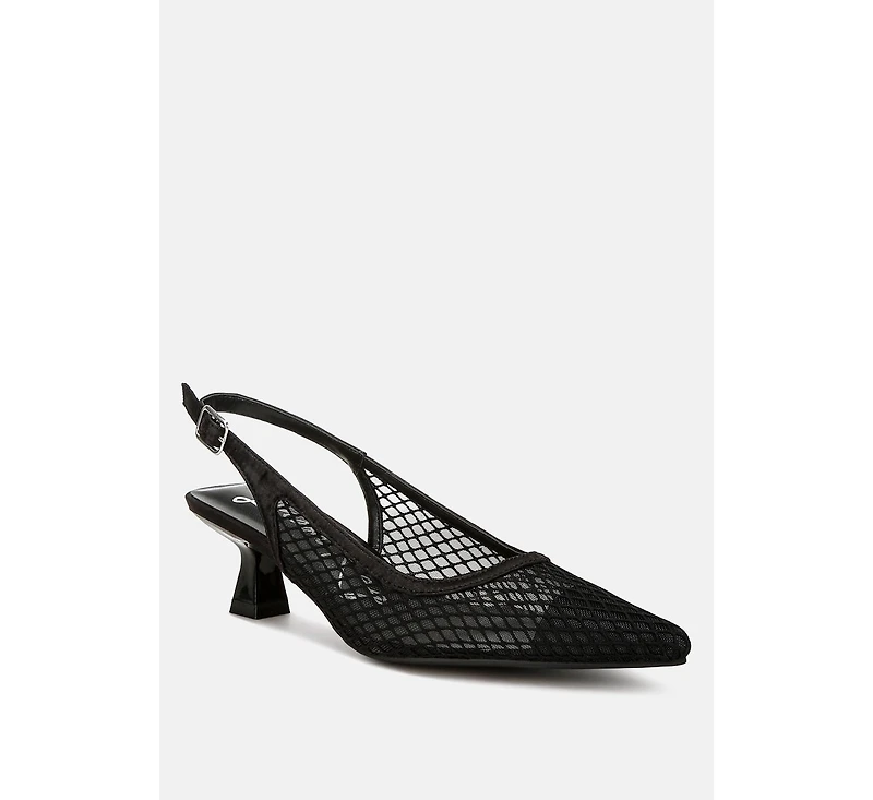 Kiev Mesh Pin Buckle Pointed Mules