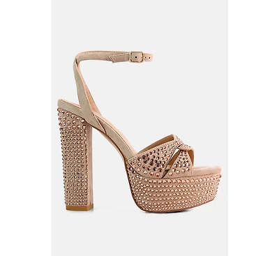 bellini heat-set diamante high block heel sandals