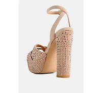 bellini heat-set diamante high block heel sandals