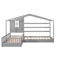 Streamdale Twin Bed with L-Structure Fence, Espresso
