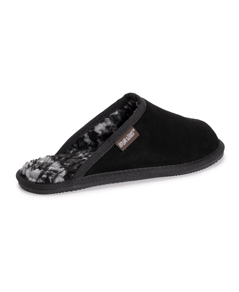Muk Luks Men's Dave Printed Berber Suede Scuff Slippers
