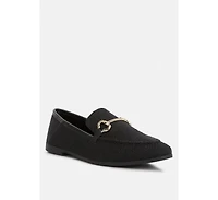 neoma horsebit detail flat canvas loafers