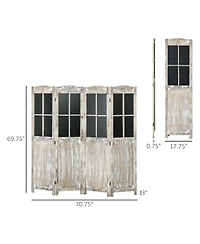 Homcom 4 Panel Room Divider, Farmhouse Folding Black Board Privacy Screen, Natural