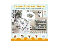 4-Tier Kids Toy Storage Organizer Bookshelf and Rack with Door