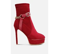 Zeppelin Womens High Platform Velvet Ankle Boots