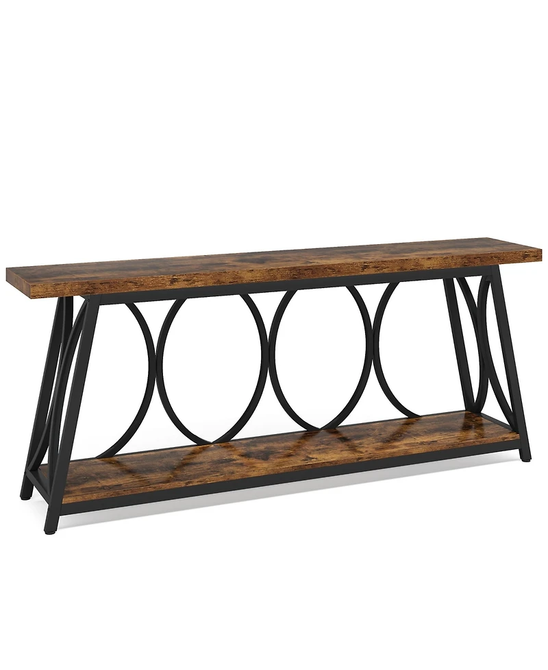 Tribesigns 70.9 inch Extra Long Console Table, Industrial Sofa Table Behind Couch with 2 Tier Storage Shelf, Narrow Entryway Hallway Accent
