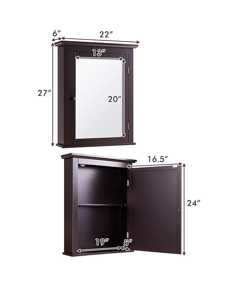 Sugift Bathroom Wall Mounted Storage Mirror Medicine Cabinet
